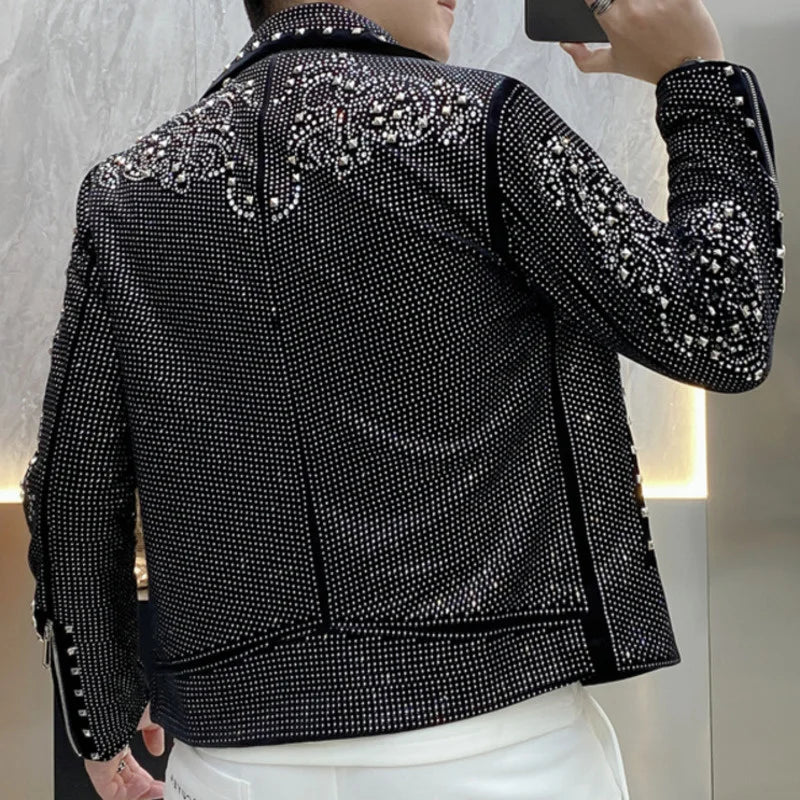 Männer Strass Jacke Motorrad-Design