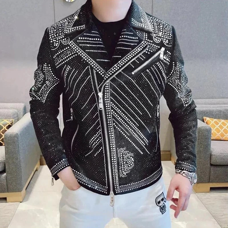 Männer Strass Jacke Motorrad-Design