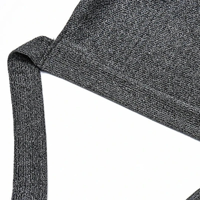 Top Crop Pailletten Grau Rückenfrei
