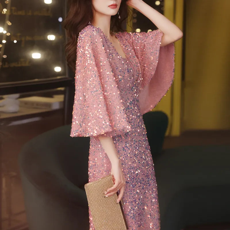 party Kleid mit Pailletten und Puffärmeln
