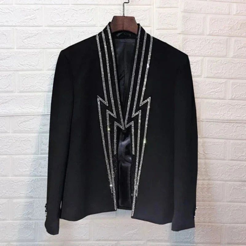 Herren Blazer Jacke mit Strass und Reißverschluss