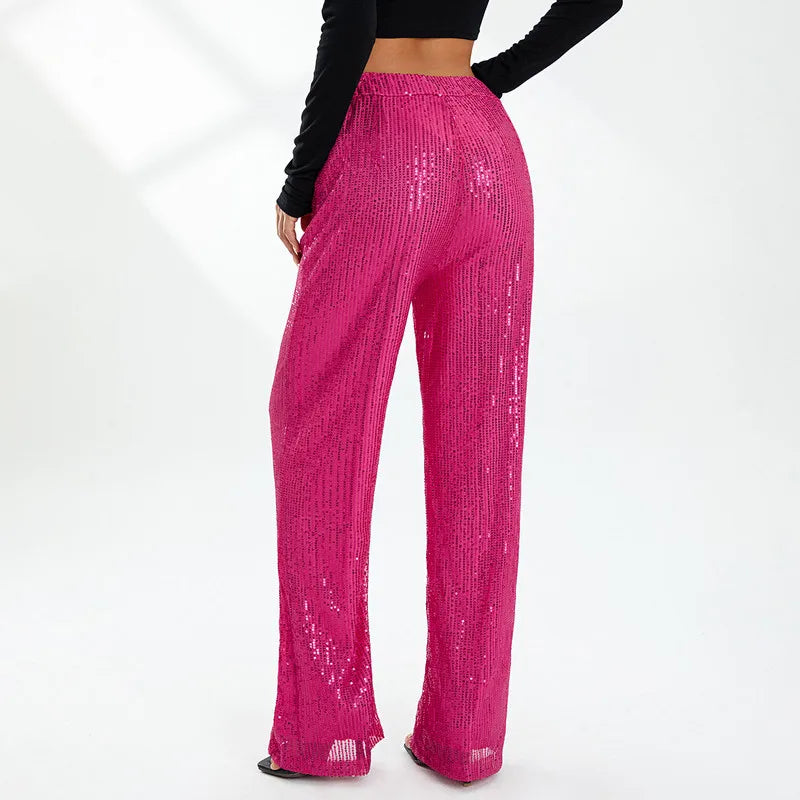 Damentaille Paillettenhose Gerader Schnitt