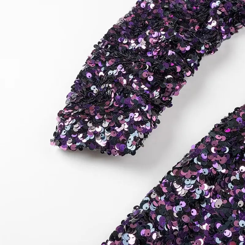 Damen Paillettenkleid Rückenfrei Violett