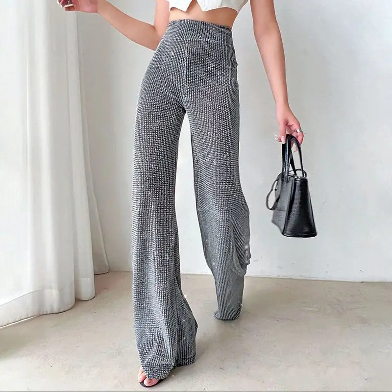 Paillettenhose Grau Damen