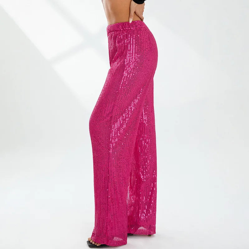 Damentaille Paillettenhose Gerader Schnitt