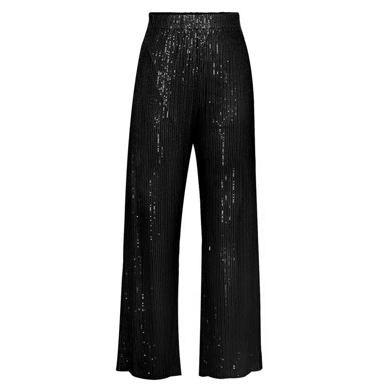 Damentaille Paillettenhose Gerader Schnitt