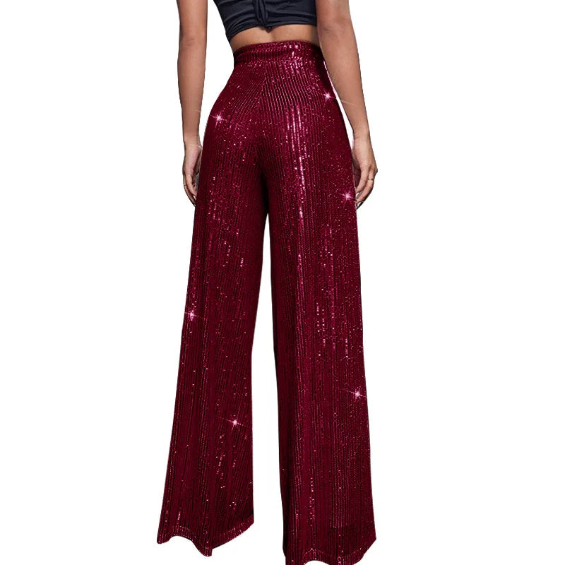 Damen Paillettenhose Weite Schnitt