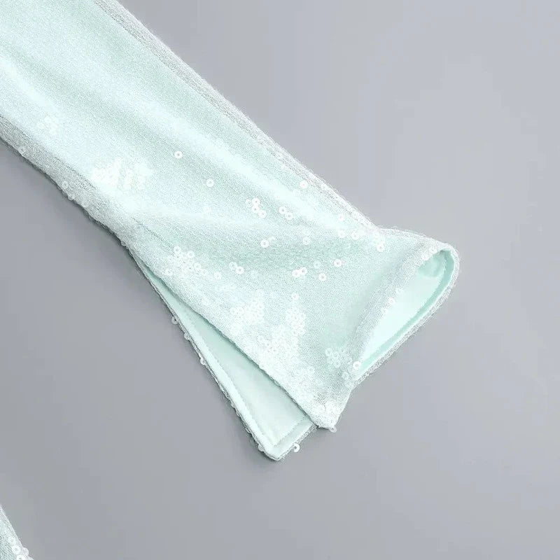 Langes Pailletten-Kleid mit Schnürung am Brustbereich