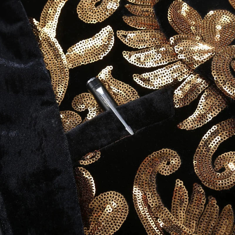 Herrenkostüm aus goldenen Pailletten