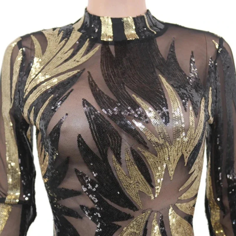 Sexy Transparent Pailletten-Kleid
