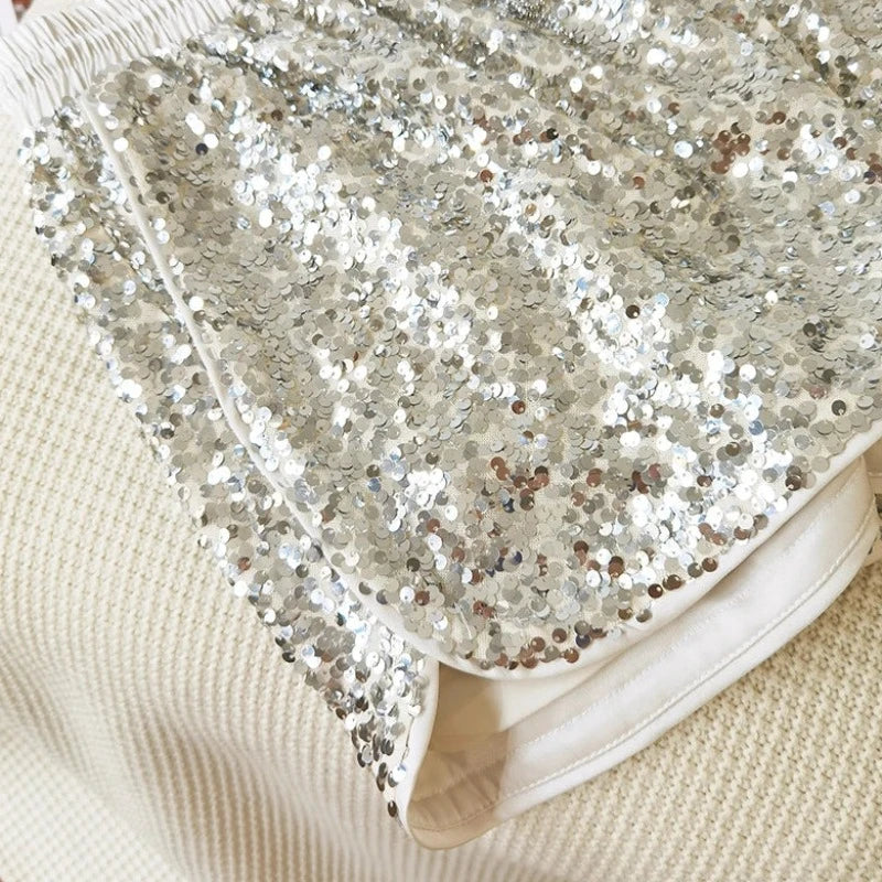 Kurzes Pailletten-Sporttop für Damen