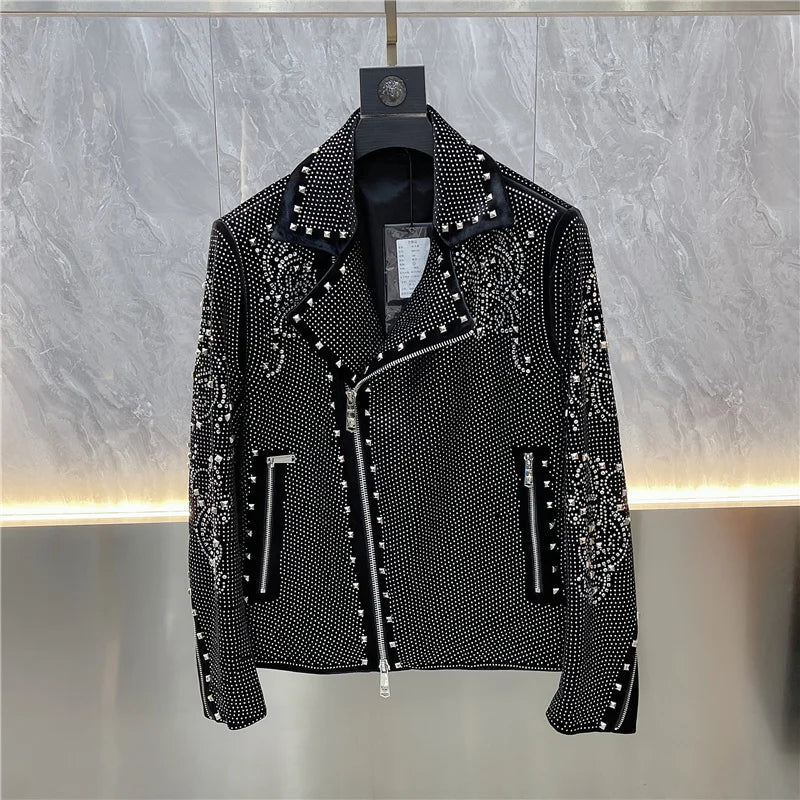 Männer Strass Jacke Motorrad-Design