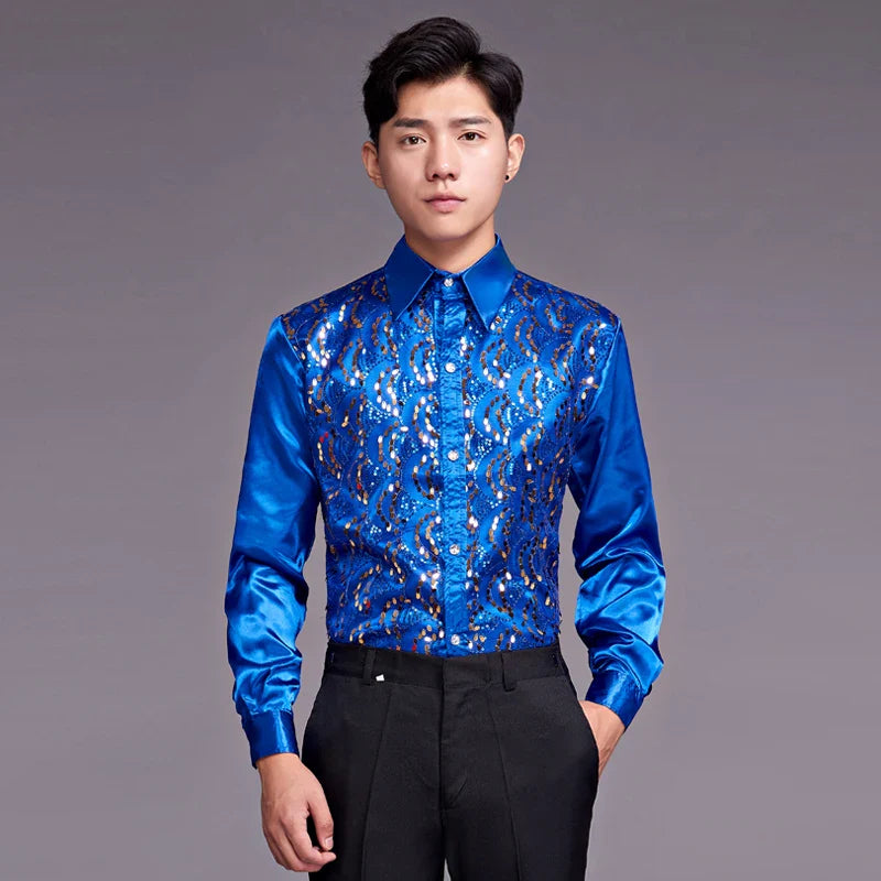 Herren-Paillettenshirt aus Satin