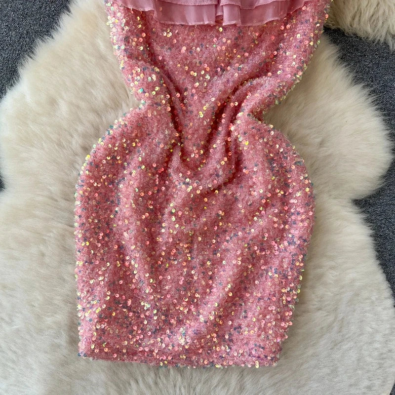 Pailletten-Kleid Rosa