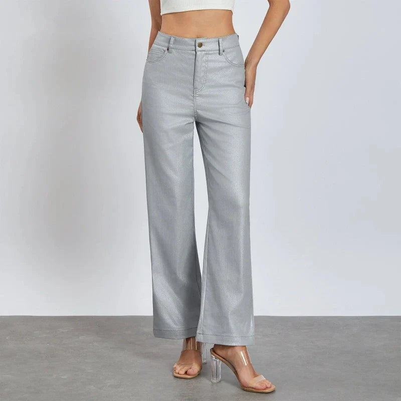 Goldene Damenhose mit geradem Schnitt