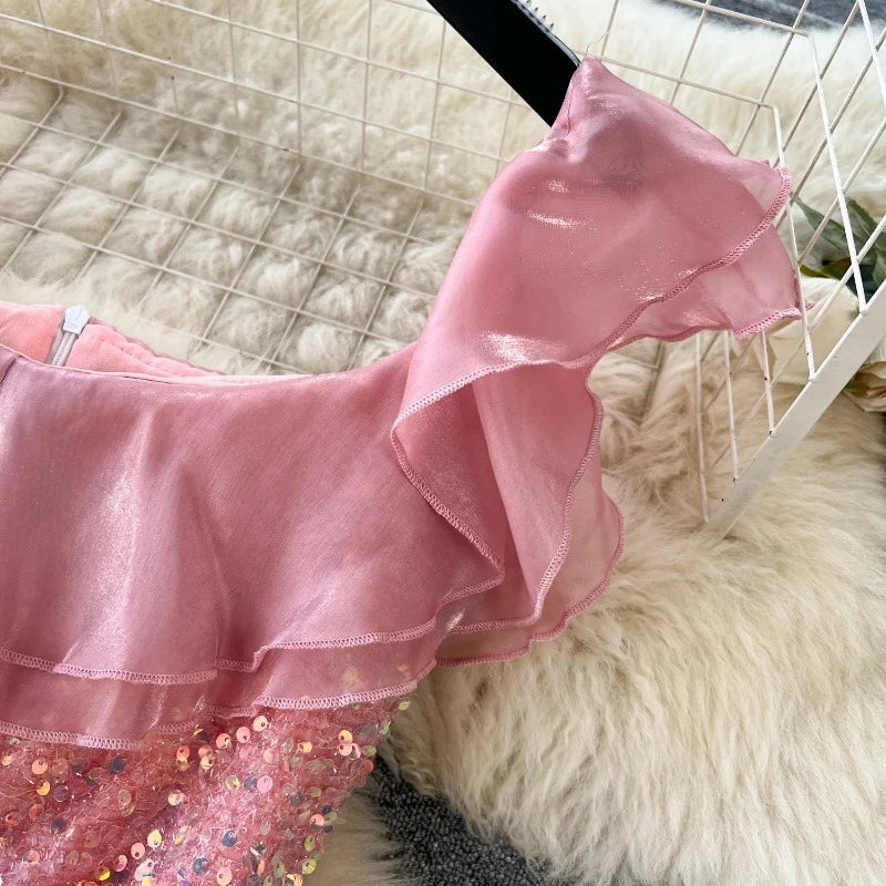 Pailletten-Kleid Rosa