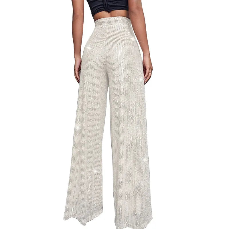 Damen Paillettenhose Weite Schnitt