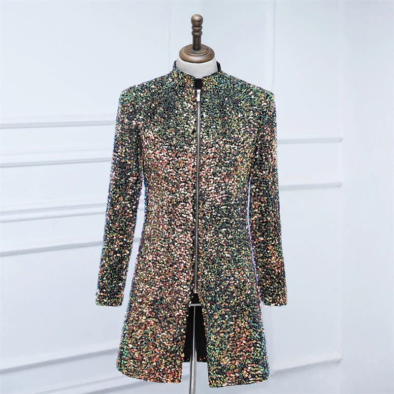 Lange Jacke Pailletten Herren