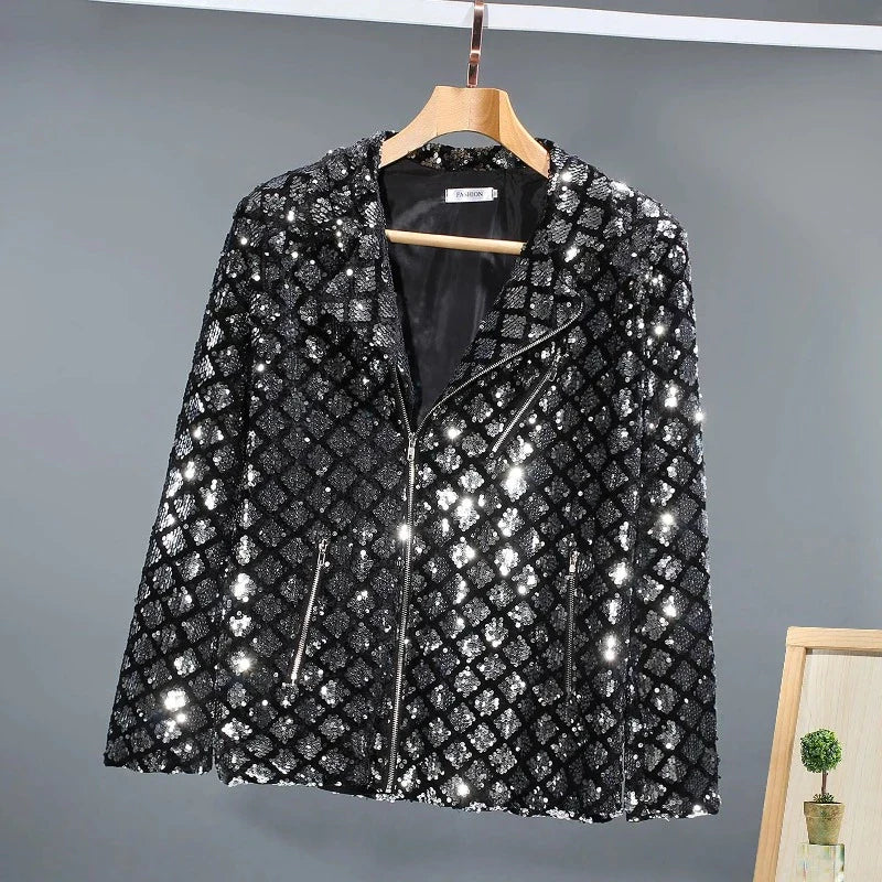 Herren Pailletten Jacke mit Reißverschluss