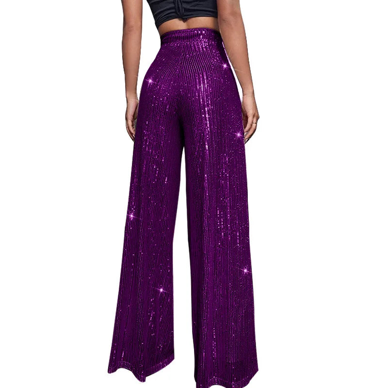 Damen Paillettenhose Weite Schnitt
