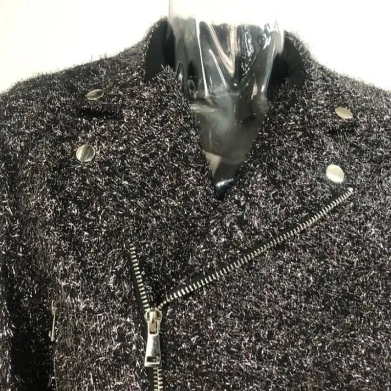 Herren glänzende Motorradjacke