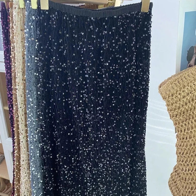 Lange Damen-Paillettenkleid