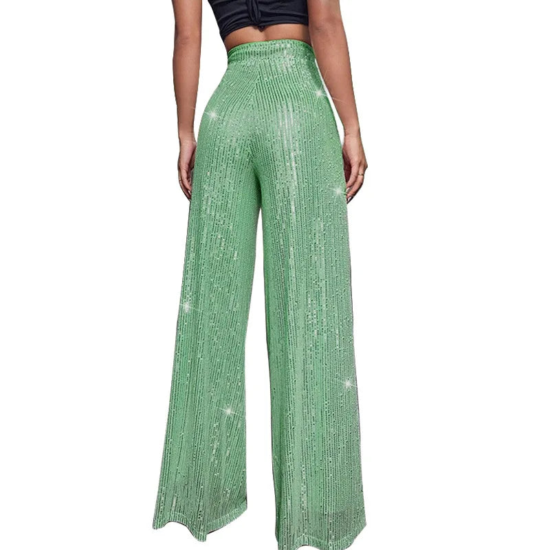 Damen Paillettenhose Weite Schnitt