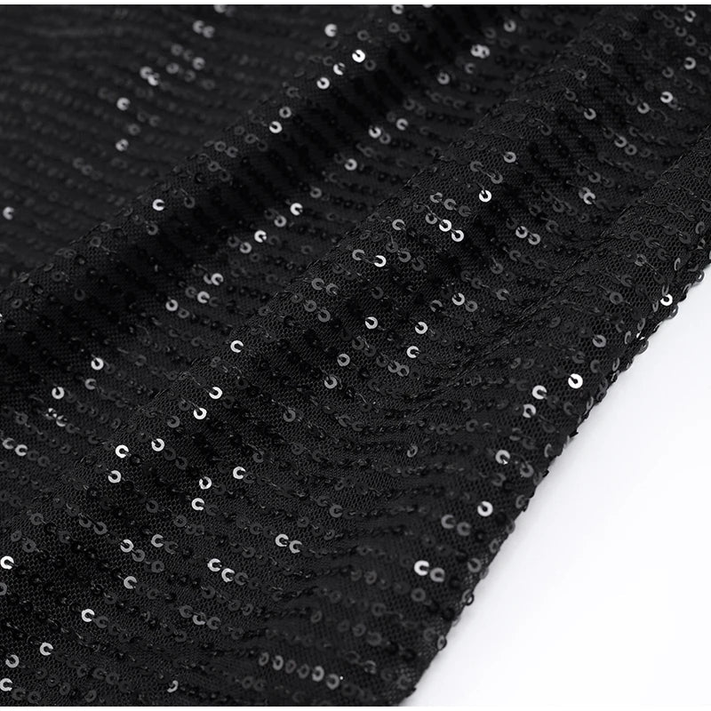 Abendkleid Schwarz Pailletten Rücken Schleife