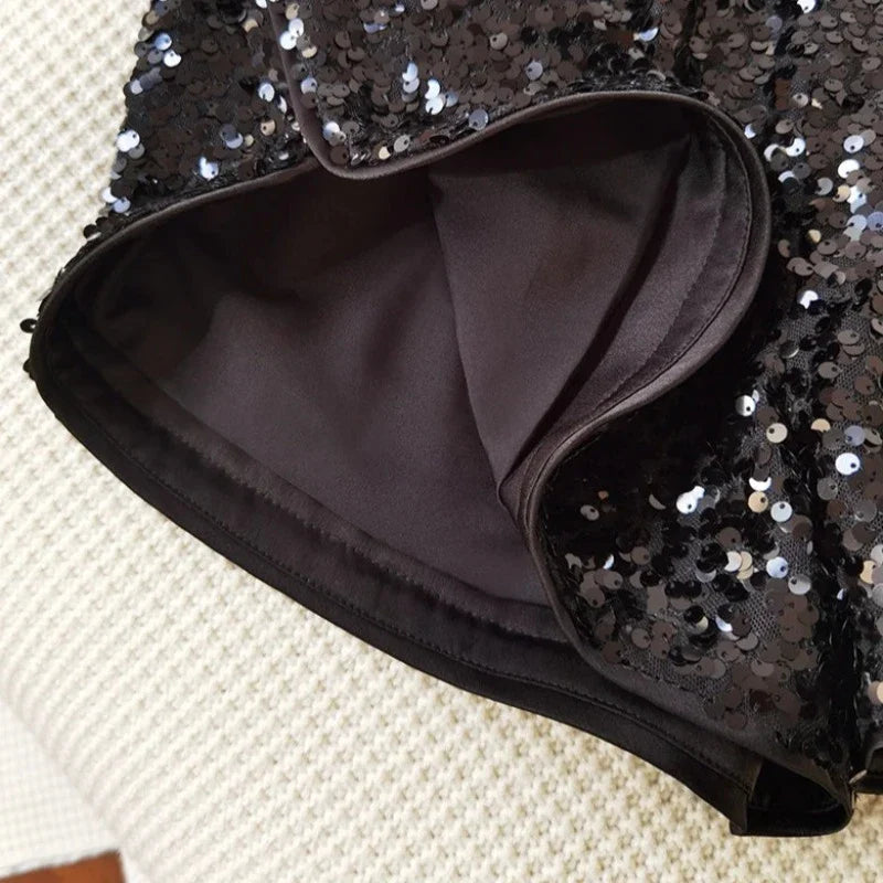 Kurzes Pailletten-Sporttop für Damen