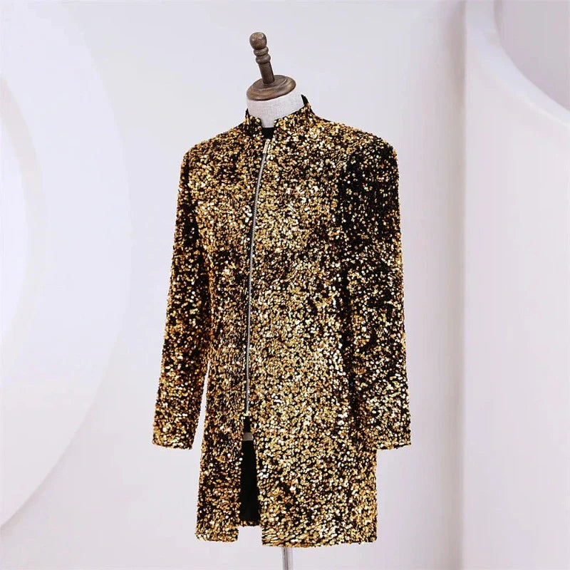 Lange Jacke Pailletten Herren