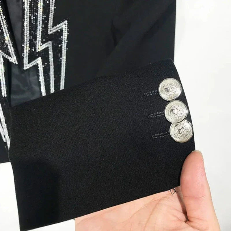 Herren Blazer Jacke mit Strass und Reißverschluss