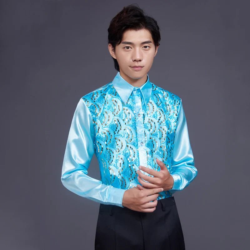 Herren-Paillettenshirt aus Satin