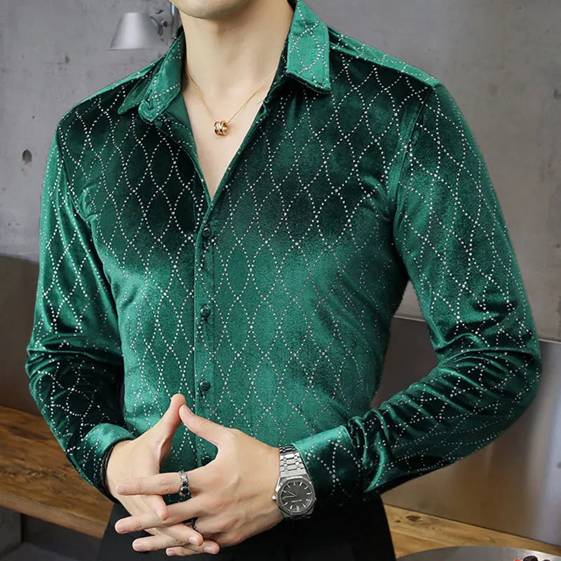 Velours-Paillettent-Shirt für Herren