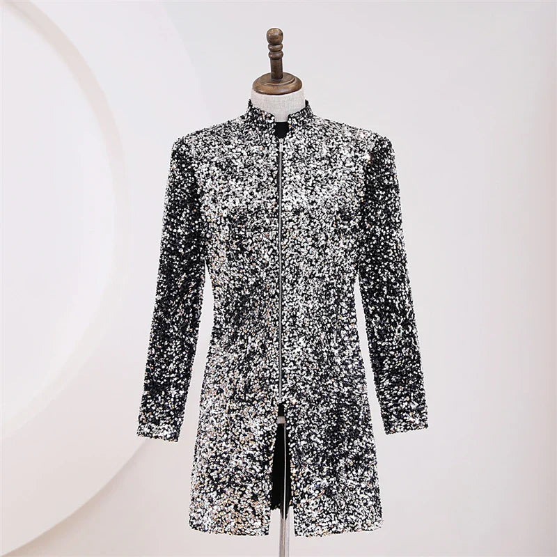 Lange Jacke Pailletten Herren