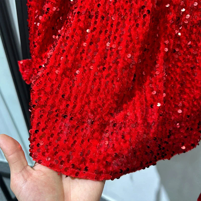 Rote Herren-Paillettenhemd