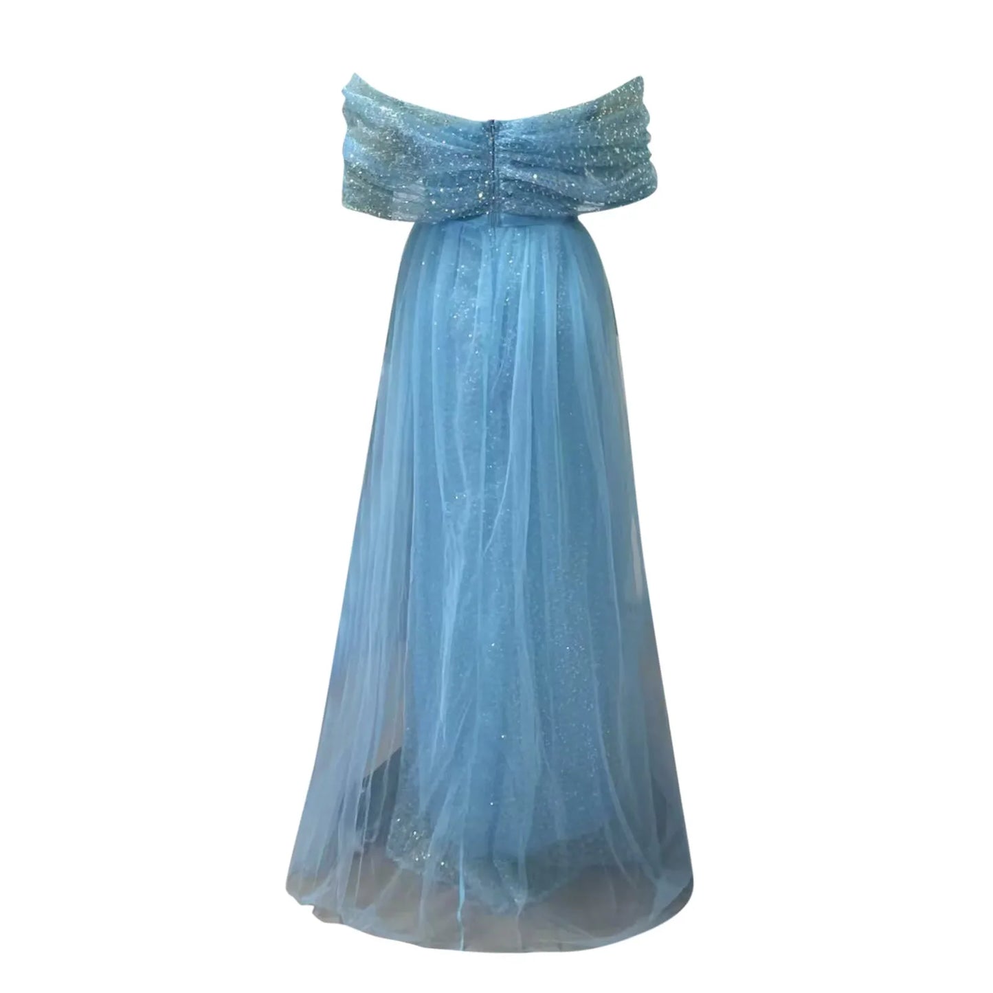Blaue Pailletten-Kleider mit freiem Schulterdesign