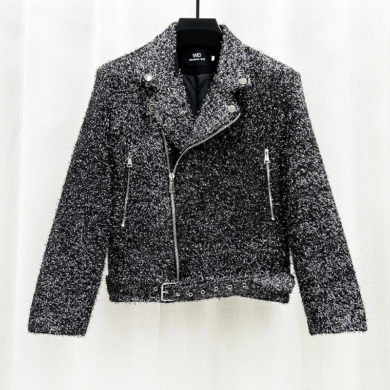 Herren glänzende Motorradjacke