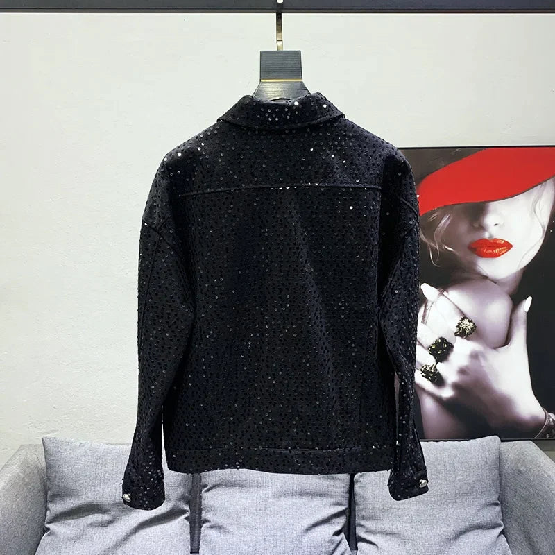 Jeansjacke mit Pailletten für Herren