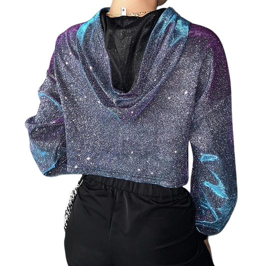 Schweiß-Top Crop Pailletten Grau