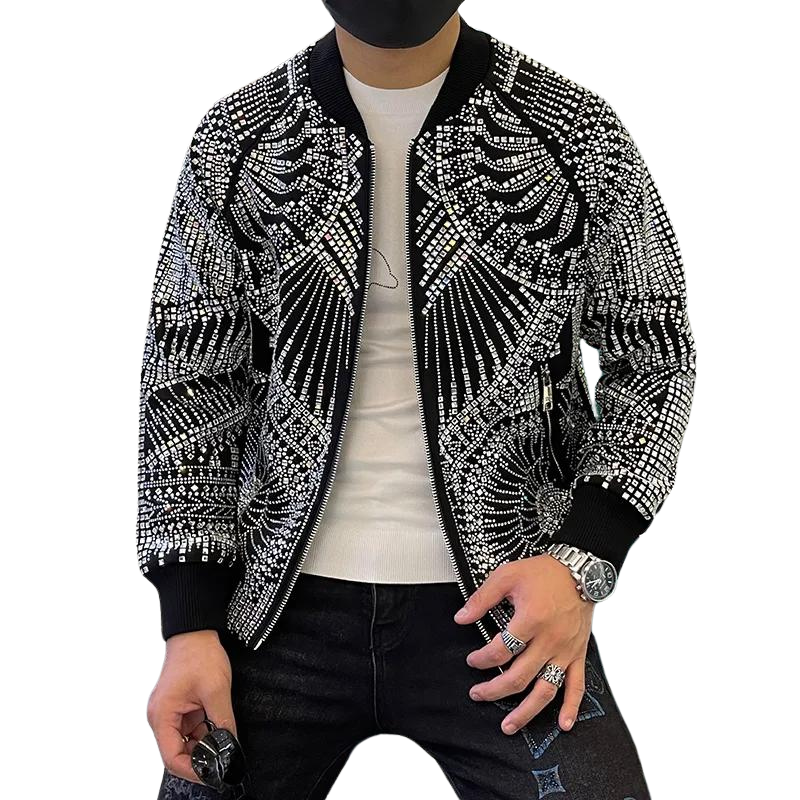 Bomber Jacke mit Strass für Herren