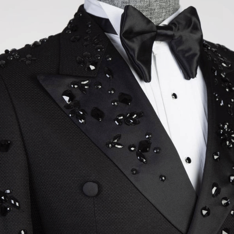 Anzugjacke und schwarze Hose mit Strass für Herren