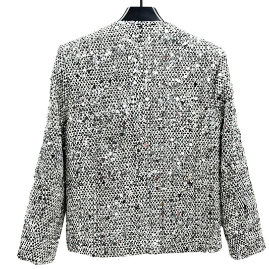 Pailletten-Strickjacke in Silber-Grau