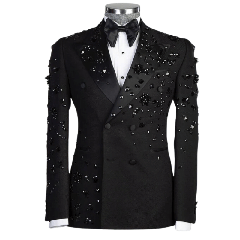 Anzugjacke und schwarze Hose mit Strass für Herren