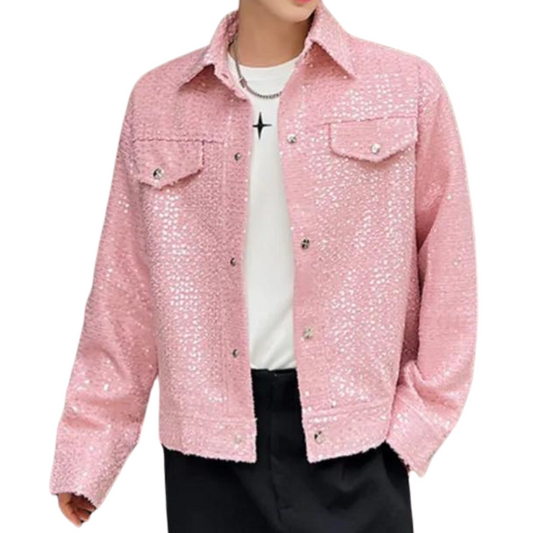 Rote Pailletten Jacke für Herren