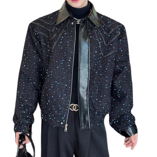 Dunkelblaue Pailletten Herren Jacke