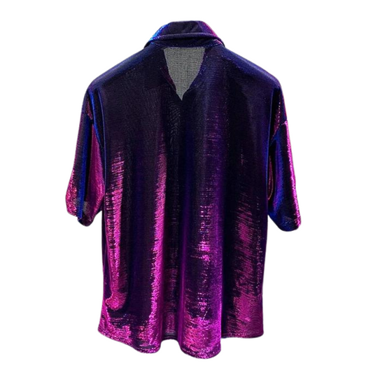 Transparente Herren Paillettiert Glänzende Hemd