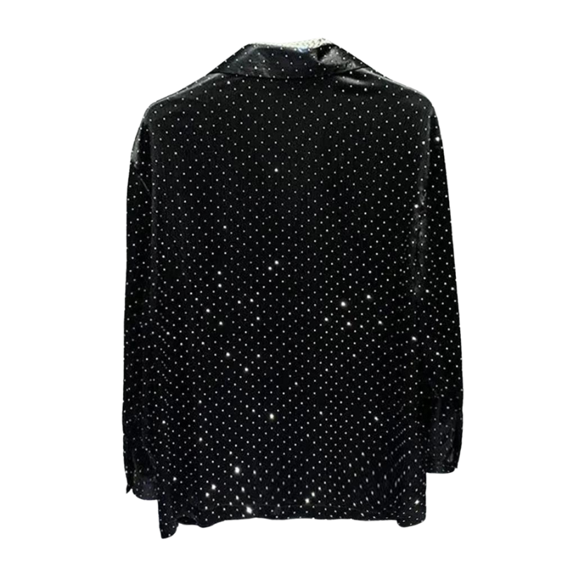 Schwarzes Herrenhemd mit Strass, Blazer-Stil