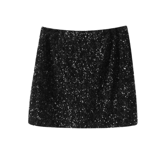 Mini Schwarz Pailletten Rock