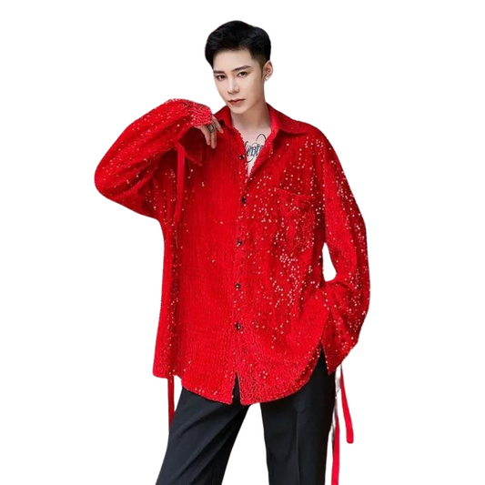 Hemd mit Pailletten für Männer mit Riemen