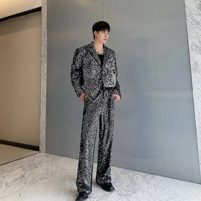 Herren-Set aus Jacke und Hose mit schwarzen Pailletten